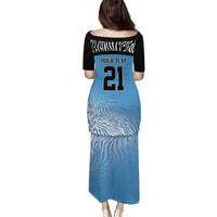 Botswana Cricket Custom Puletasi Baggy Blues Zebra Skins Pattern - Wonder Print Shop