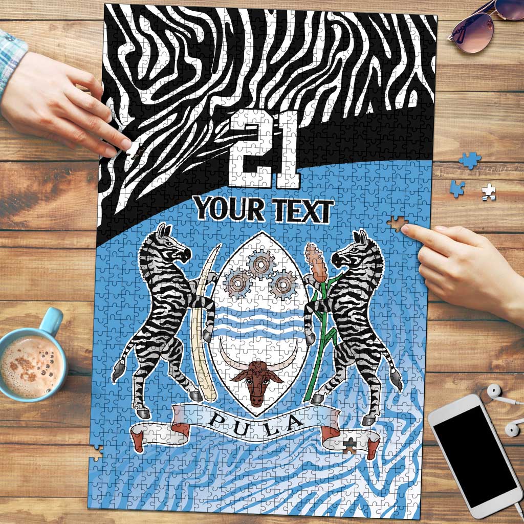 Botswana Cricket Custom Puzzle Baggy Blues Zebra Skins Pattern - Wonder Print Shop