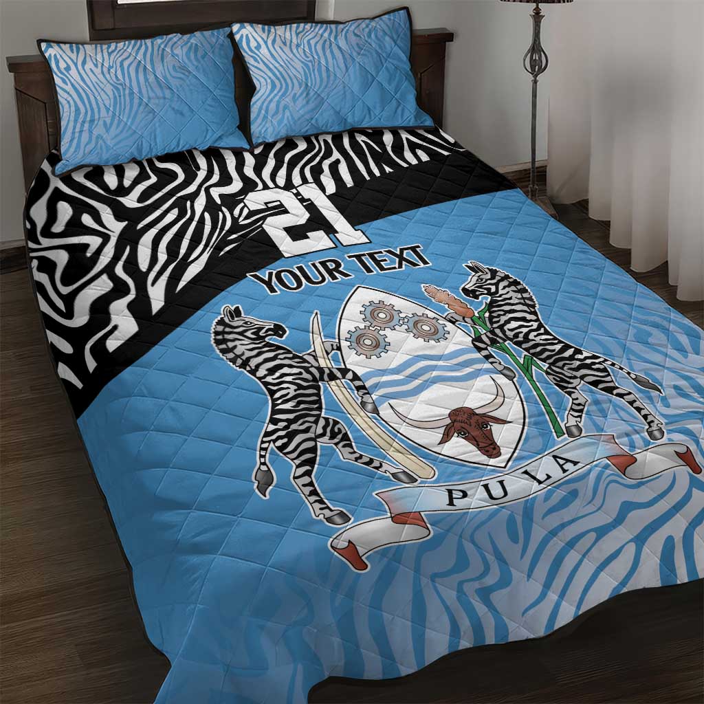 Botswana Cricket Custom Quilt Bed Set Baggy Blues Zebra Skins Pattern - Wonder Print Shop