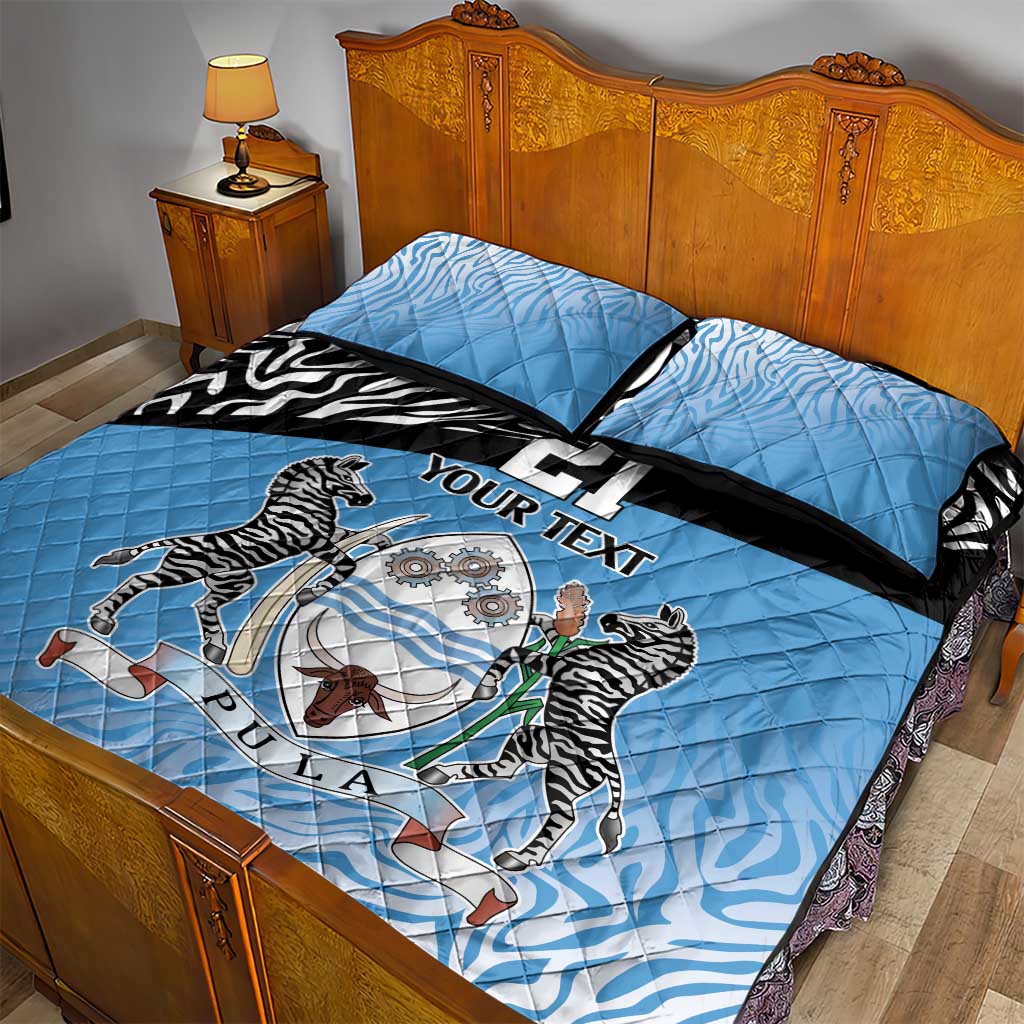 Botswana Cricket Custom Quilt Bed Set Baggy Blues Zebra Skins Pattern - Wonder Print Shop