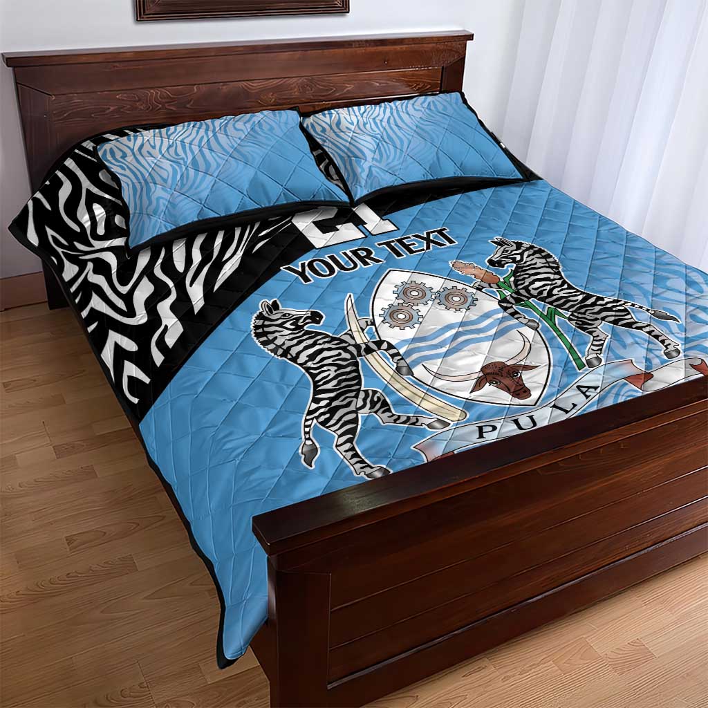 Botswana Cricket Custom Quilt Bed Set Baggy Blues Zebra Skins Pattern - Wonder Print Shop