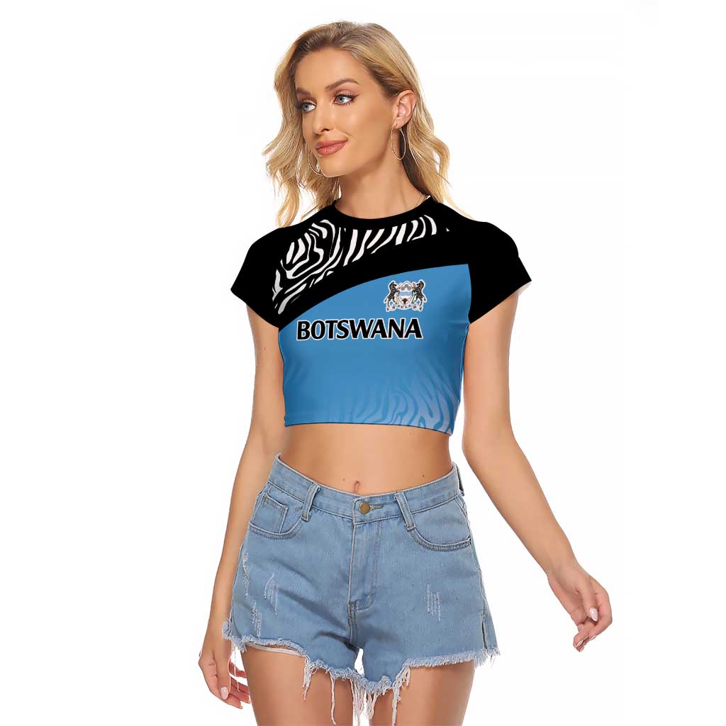 Botswana Cricket Custom Raglan Cropped T Shirt Baggy Blues Zebra Skins Pattern - Wonder Print Shop