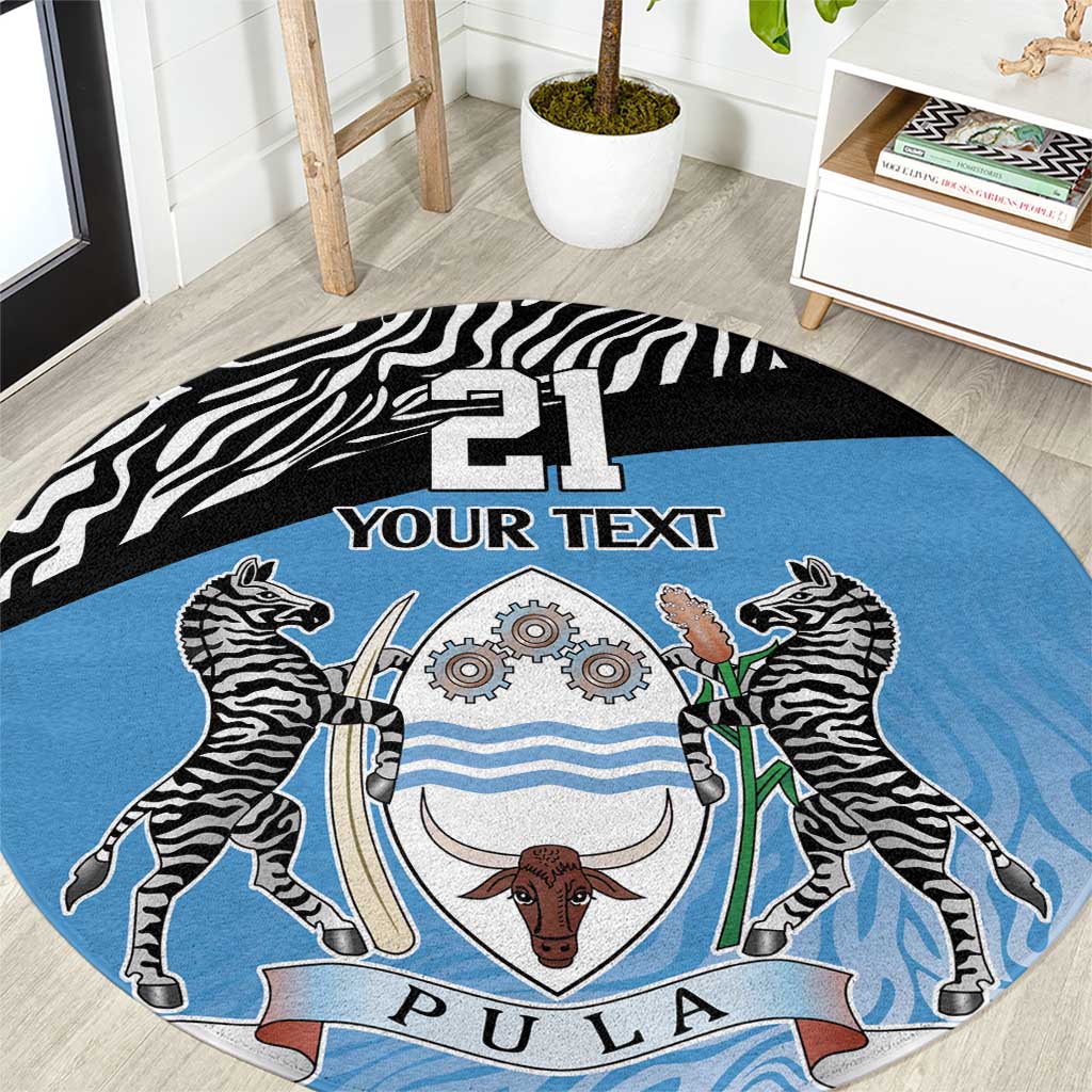 Botswana Cricket Custom Round Carpet Baggy Blues Zebra Skins Pattern - Wonder Print Shop