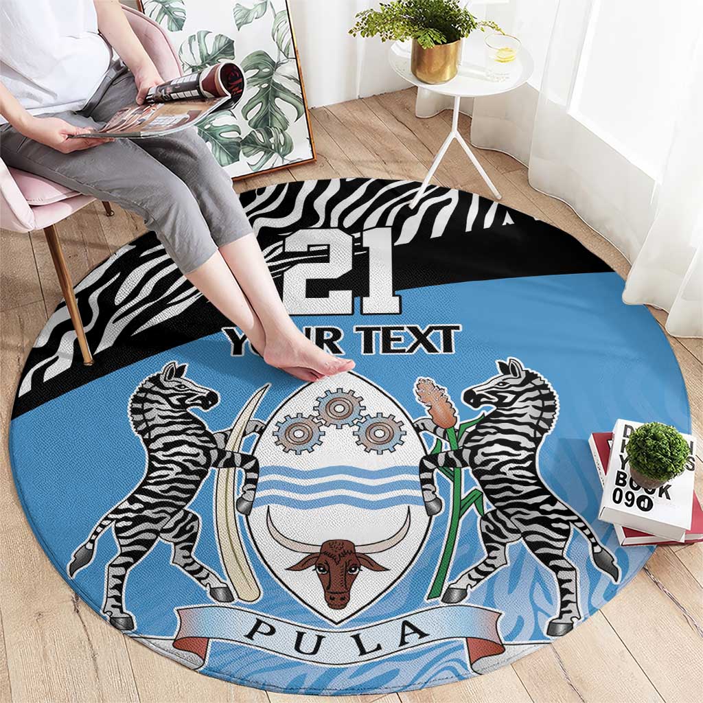 Botswana Cricket Custom Round Carpet Baggy Blues Zebra Skins Pattern - Wonder Print Shop
