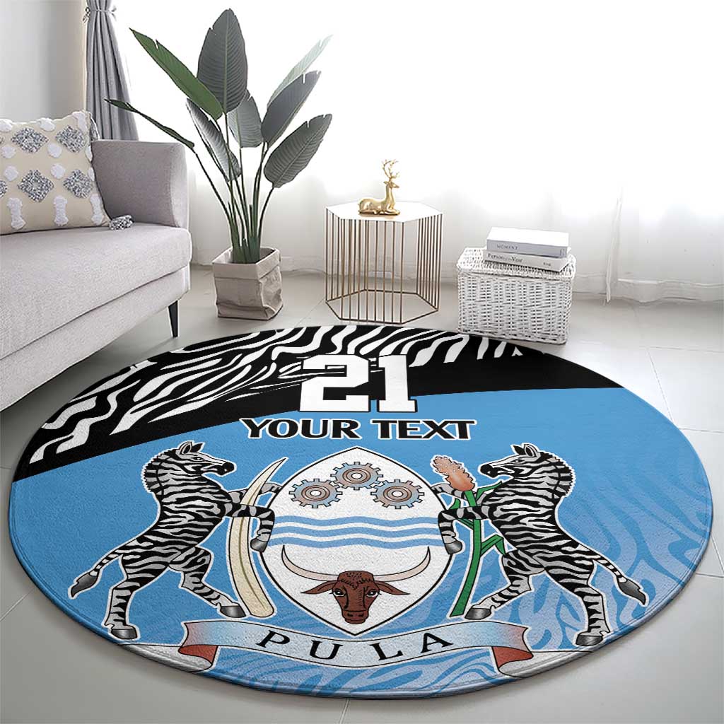 Botswana Cricket Custom Round Carpet Baggy Blues Zebra Skins Pattern - Wonder Print Shop