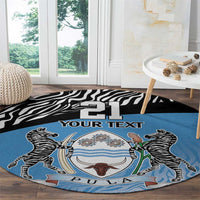 Botswana Cricket Custom Round Carpet Baggy Blues Zebra Skins Pattern - Wonder Print Shop