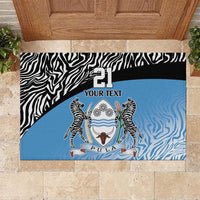 Botswana Cricket Custom Rubber Doormat Baggy Blues Zebra Skins Pattern - Wonder Print Shop