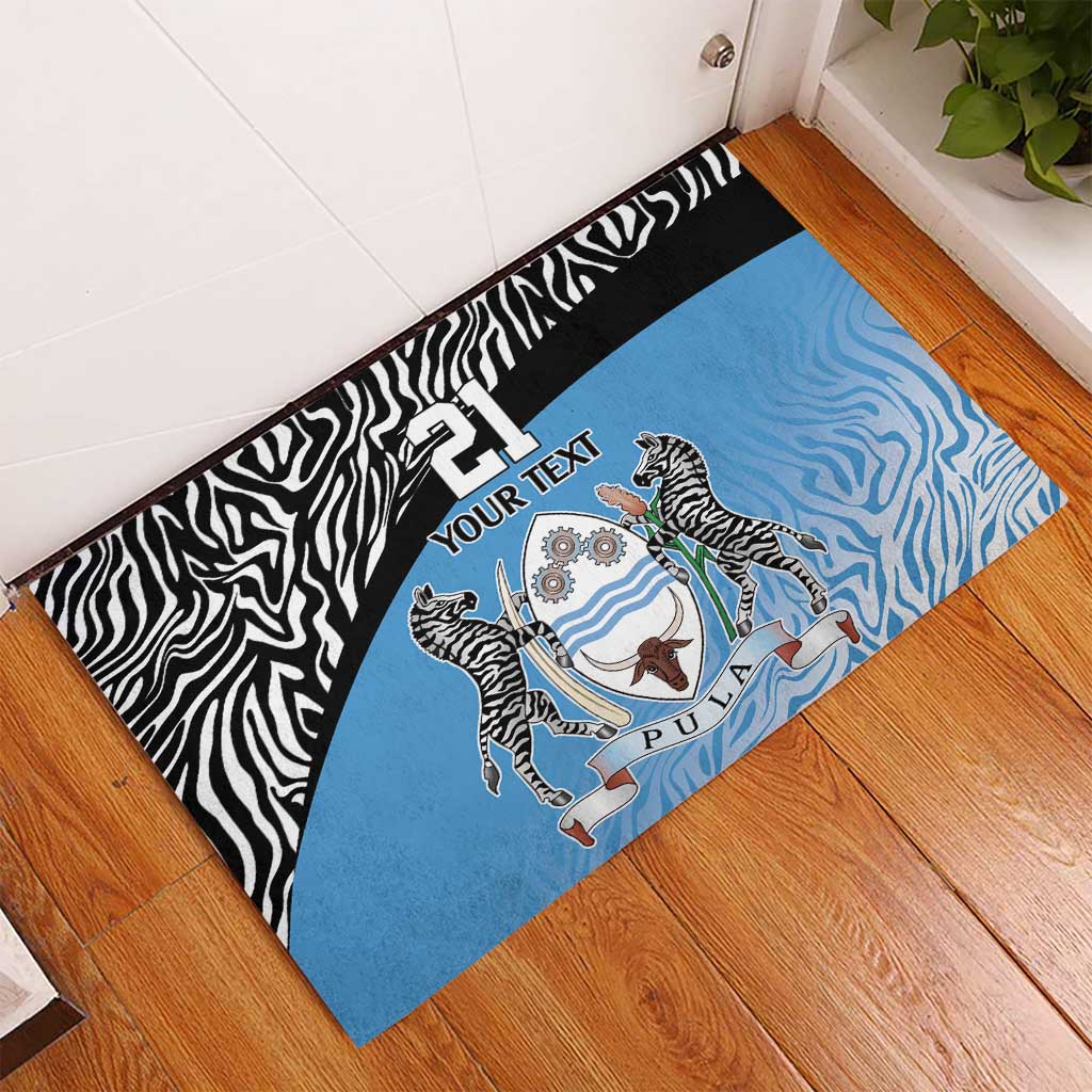 Botswana Cricket Custom Rubber Doormat Baggy Blues Zebra Skins Pattern - Wonder Print Shop