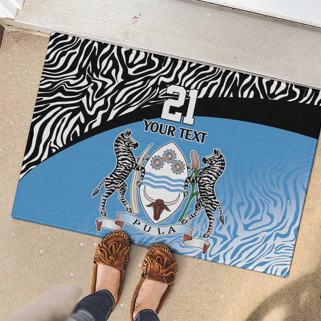 Botswana Cricket Custom Rubber Doormat Baggy Blues Zebra Skins Pattern - Wonder Print Shop