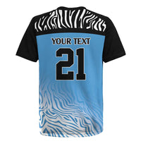 Botswana Cricket Custom Rugby Jersey Baggy Blues Zebra Skins Pattern - Wonder Print Shop