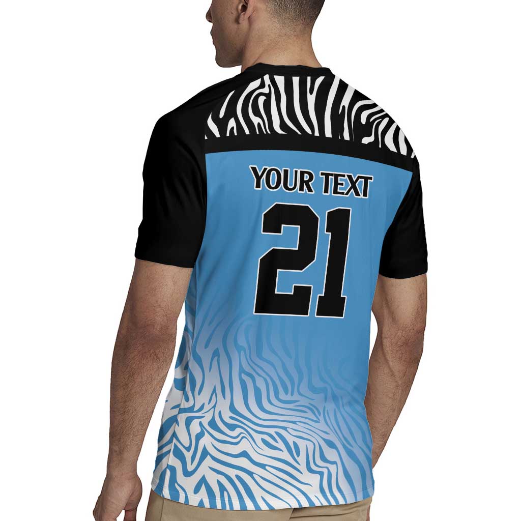 Botswana Cricket Custom Rugby Jersey Baggy Blues Zebra Skins Pattern - Wonder Print Shop