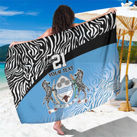Botswana Cricket Custom Sarong Baggy Blues Zebra Skins Pattern - Wonder Print Shop