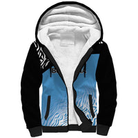 Botswana Cricket Custom Sherpa Hoodie Baggy Blues Zebra Skins Pattern - Wonder Print Shop
