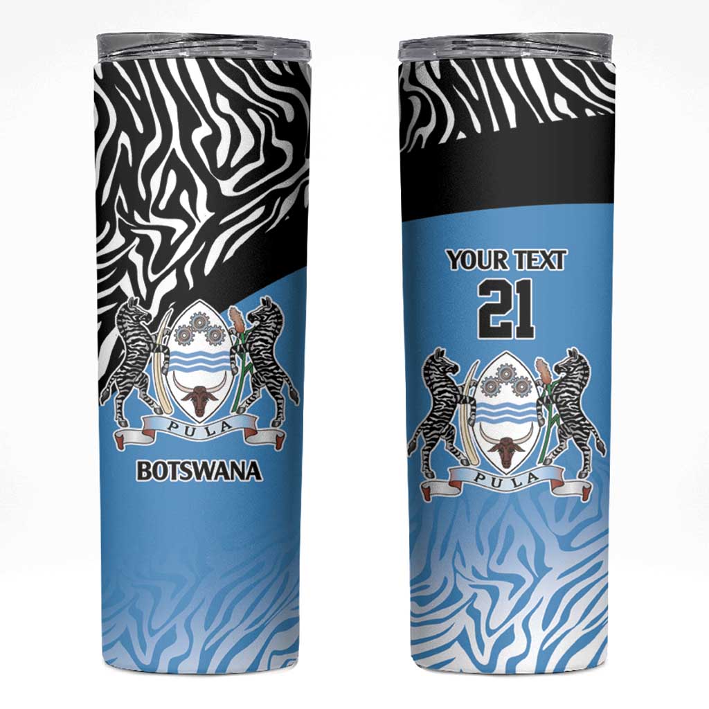 Botswana Cricket Custom Skinny Tumbler Baggy Blues Zebra Skins Pattern - Wonder Print Shop