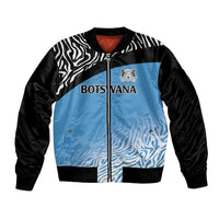 Botswana Cricket Custom Sleeve Zip Bomber Jacket Baggy Blues Zebra Skins Pattern - Wonder Print Shop