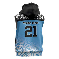 Botswana Cricket Custom Sleeveless Hoodie Baggy Blues Zebra Skins Pattern - Wonder Print Shop