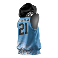 Botswana Cricket Custom Sleeveless Hoodie Baggy Blues Zebra Skins Pattern - Wonder Print Shop