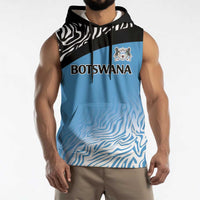 Botswana Cricket Custom Sleeveless Hoodie Baggy Blues Zebra Skins Pattern - Wonder Print Shop