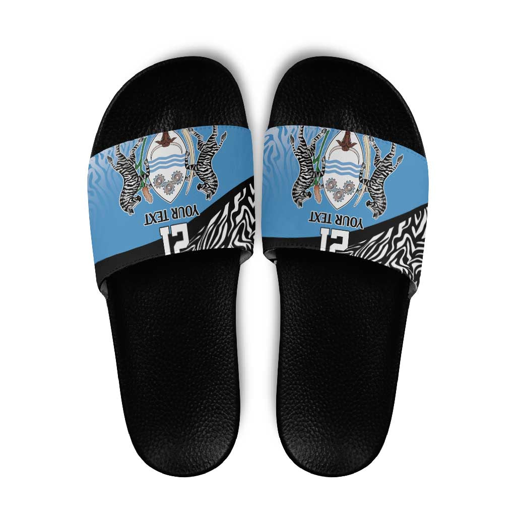Botswana Cricket Custom Slide Sandals Baggy Blues Zebra Skins Pattern - Wonder Print Shop