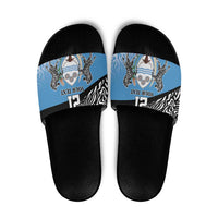 Botswana Cricket Custom Slide Sandals Baggy Blues Zebra Skins Pattern - Wonder Print Shop