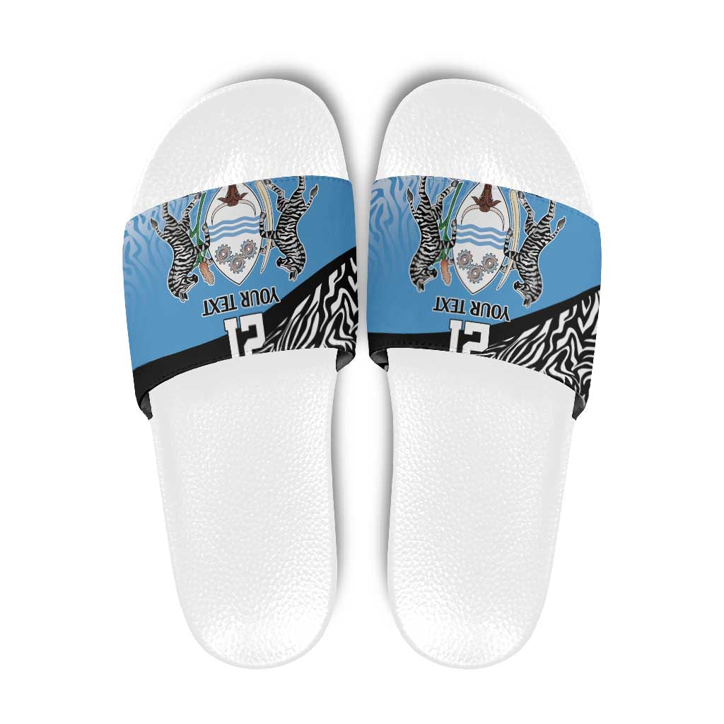 Botswana Cricket Custom Slide Sandals Baggy Blues Zebra Skins Pattern - Wonder Print Shop