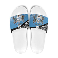 Botswana Cricket Custom Slide Sandals Baggy Blues Zebra Skins Pattern - Wonder Print Shop