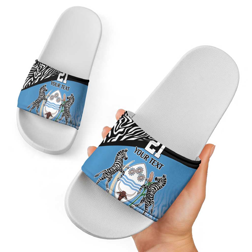 Botswana Cricket Custom Slide Sandals Baggy Blues Zebra Skins Pattern - Wonder Print Shop