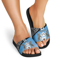 Botswana Cricket Custom Slide Sandals Baggy Blues Zebra Skins Pattern - Wonder Print Shop