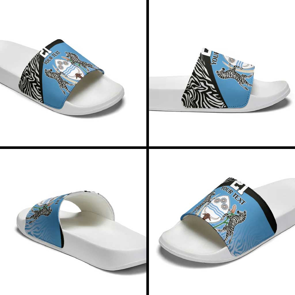 Botswana Cricket Custom Slide Sandals Baggy Blues Zebra Skins Pattern - Wonder Print Shop