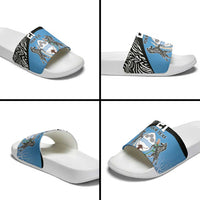 Botswana Cricket Custom Slide Sandals Baggy Blues Zebra Skins Pattern - Wonder Print Shop
