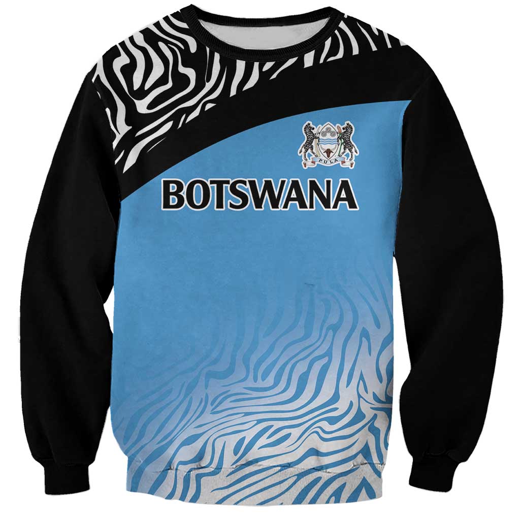 Botswana Cricket Custom Sweatshirt Baggy Blues Zebra Skins Pattern - Wonder Print Shop