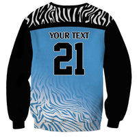 Botswana Cricket Custom Sweatshirt Baggy Blues Zebra Skins Pattern - Wonder Print Shop