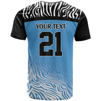 Botswana Cricket Custom T Shirt Baggy Blues Zebra Skins Pattern - Wonder Print Shop