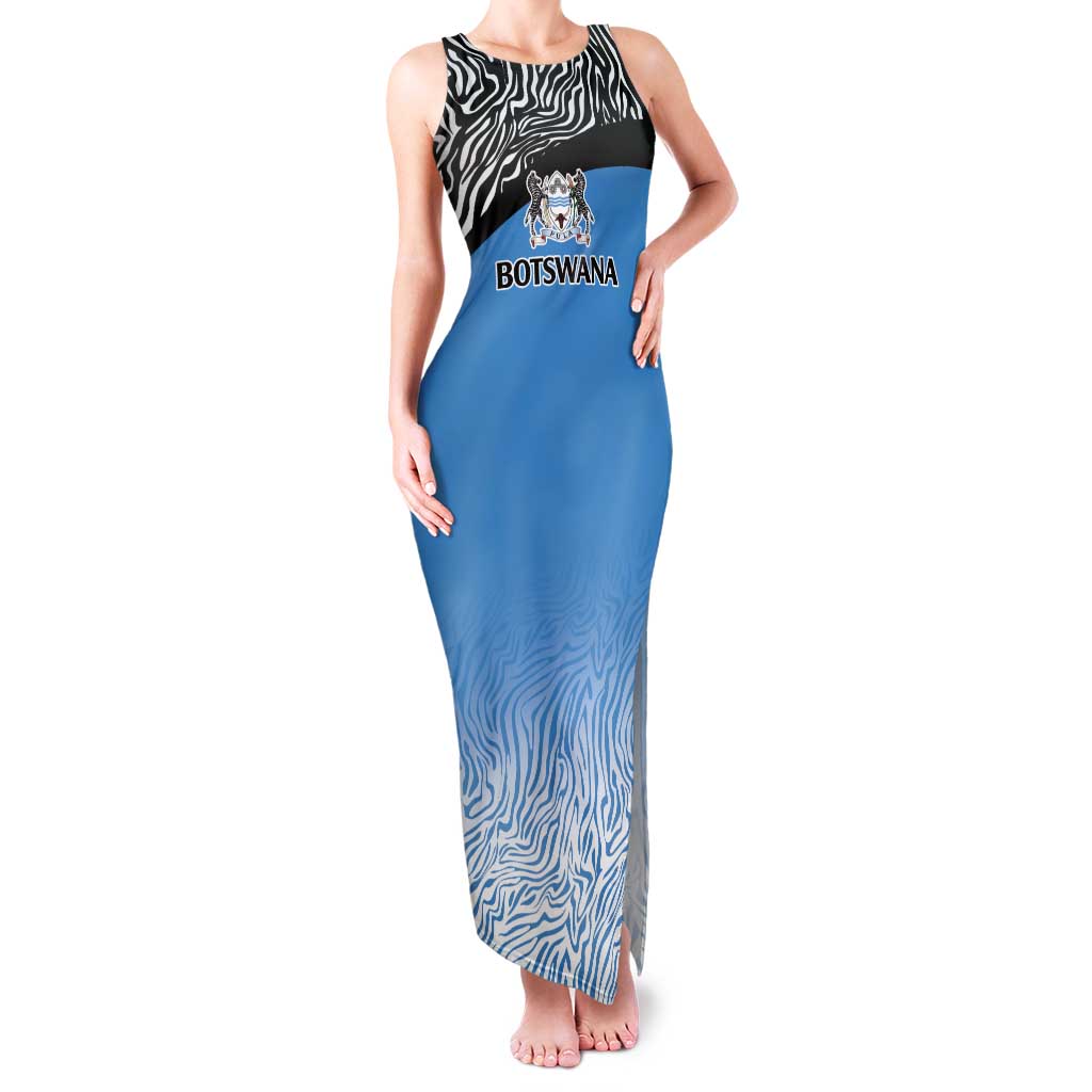 Botswana Cricket Custom Tank Maxi Dress Baggy Blues Zebra Skins Pattern - Wonder Print Shop