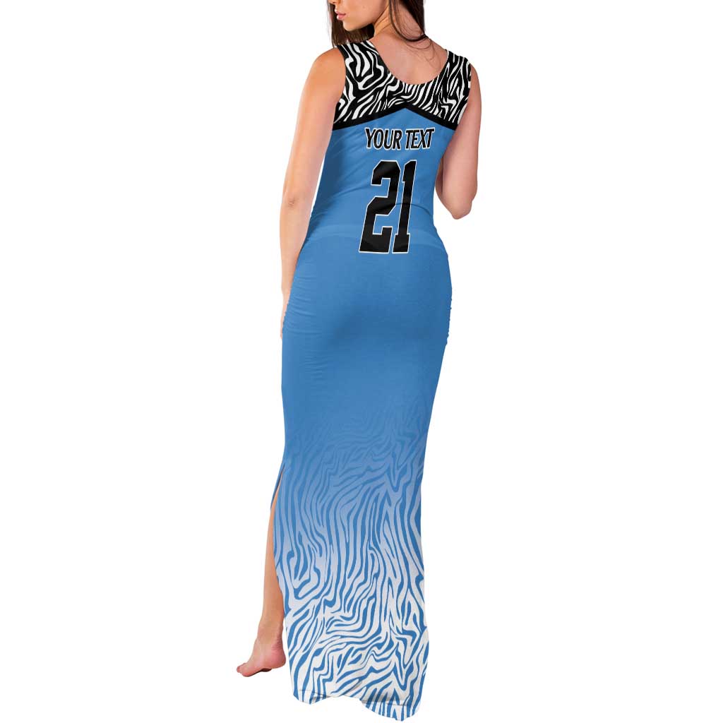 Botswana Cricket Custom Tank Maxi Dress Baggy Blues Zebra Skins Pattern - Wonder Print Shop