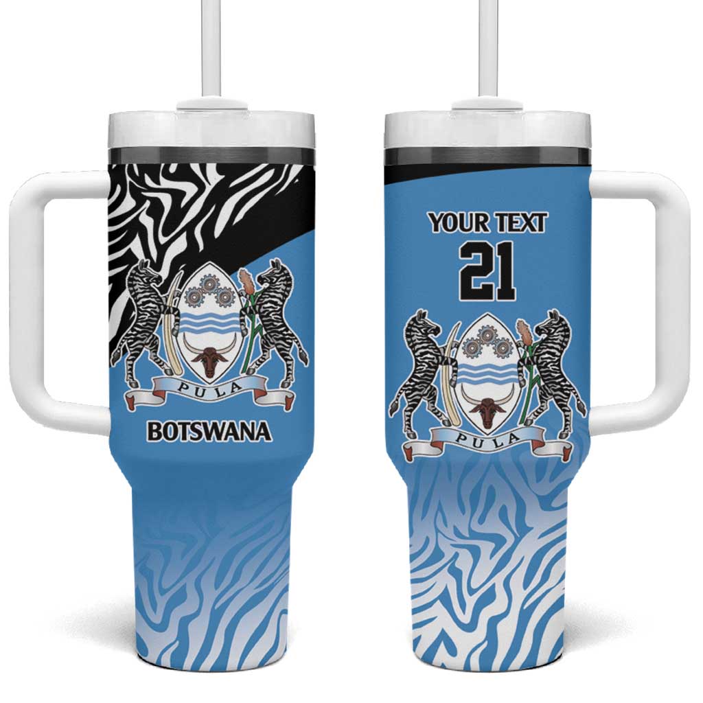Botswana Cricket Custom Tumbler With Handle Baggy Blues Zebra Skins Pattern - Wonder Print Shop