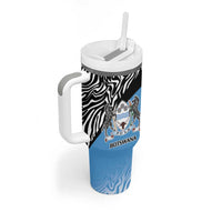 Botswana Cricket Custom Tumbler With Handle Baggy Blues Zebra Skins Pattern - Wonder Print Shop