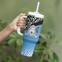 Botswana Cricket Custom Tumbler With Handle Baggy Blues Zebra Skins Pattern - Wonder Print Shop
