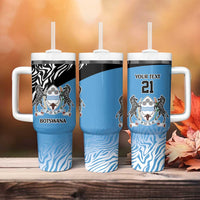 Botswana Cricket Custom Tumbler With Handle Baggy Blues Zebra Skins Pattern - Wonder Print Shop