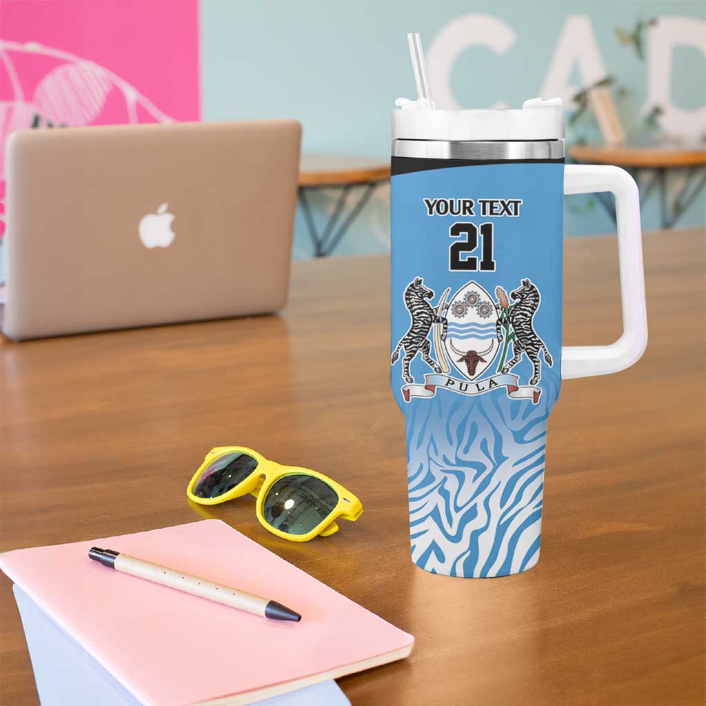 Botswana Cricket Custom Tumbler With Handle Baggy Blues Zebra Skins Pattern - Wonder Print Shop