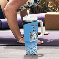 Botswana Cricket Custom Tumbler With Handle Baggy Blues Zebra Skins Pattern - Wonder Print Shop