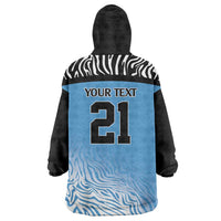 Botswana Cricket Custom Wearable Blanket Hoodie Baggy Blues Zebra Skins Pattern - Wonder Print Shop