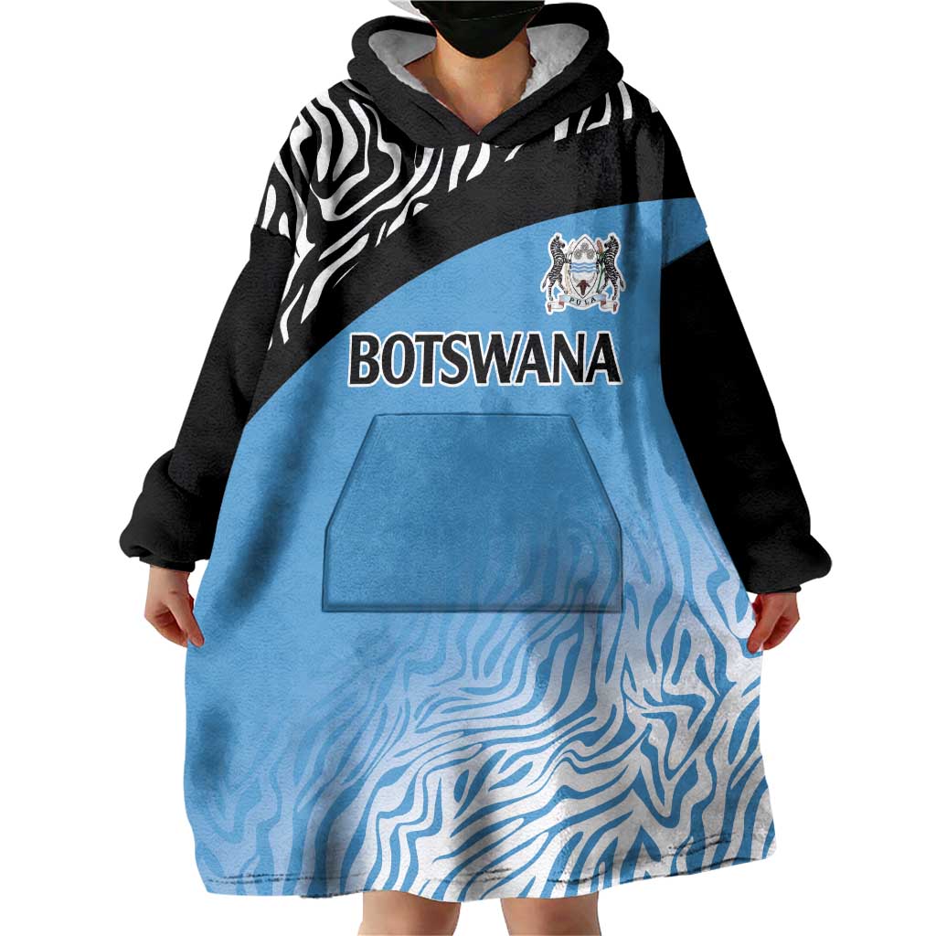 Botswana Cricket Custom Wearable Blanket Hoodie Baggy Blues Zebra Skins Pattern - Wonder Print Shop