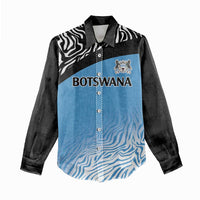 Botswana Cricket Custom Women Casual Shirt Baggy Blues Zebra Skins Pattern - Wonder Print Shop