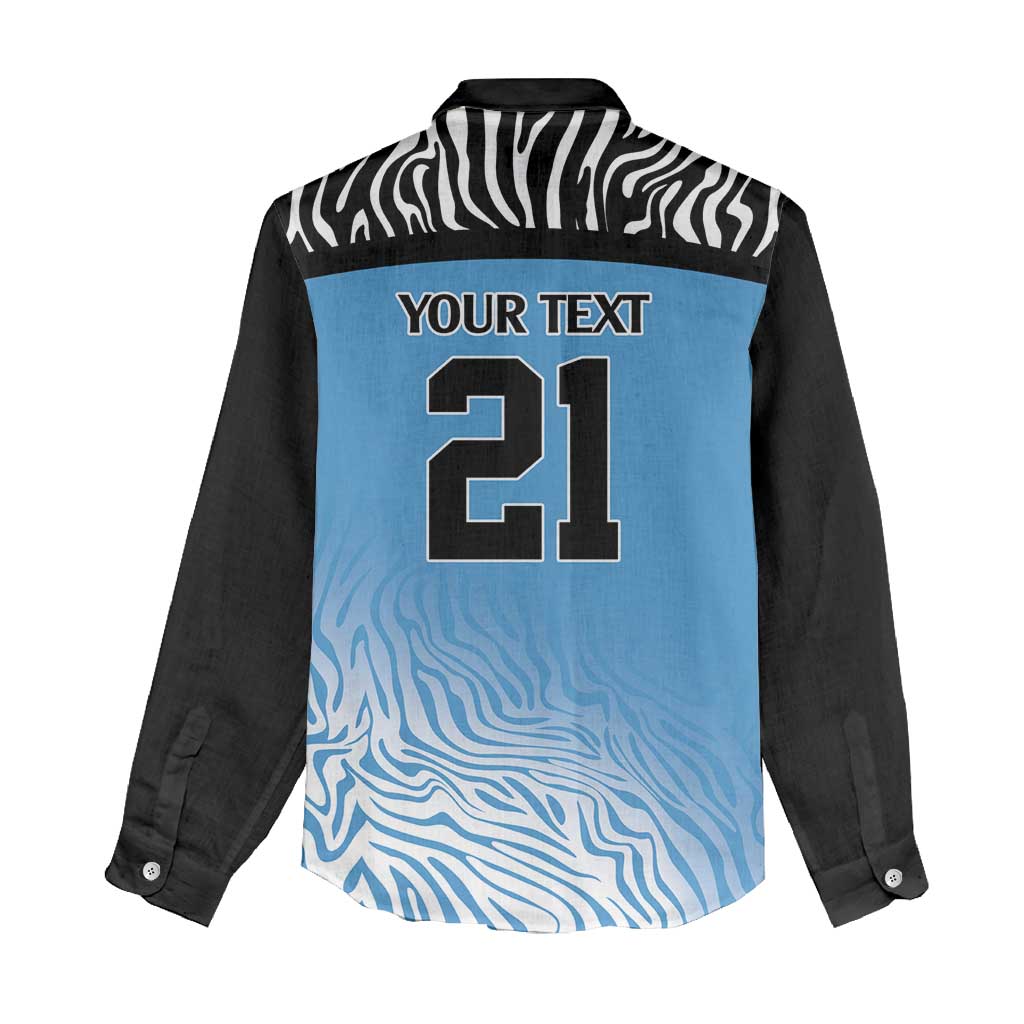 Botswana Cricket Custom Women Casual Shirt Baggy Blues Zebra Skins Pattern - Wonder Print Shop
