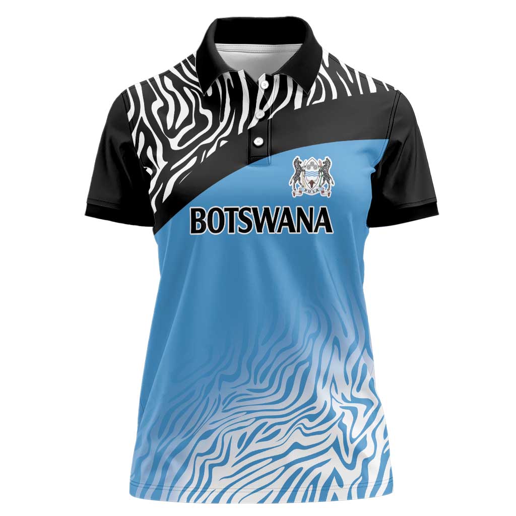 Botswana Cricket Custom Women Polo Shirt Baggy Blues Zebra Skins Pattern - Wonder Print Shop