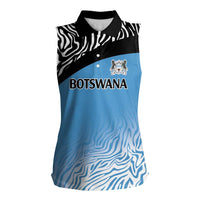 Botswana Cricket Custom Women Sleeveless Polo Shirt Baggy Blues Zebra Skins Pattern - Wonder Print Shop