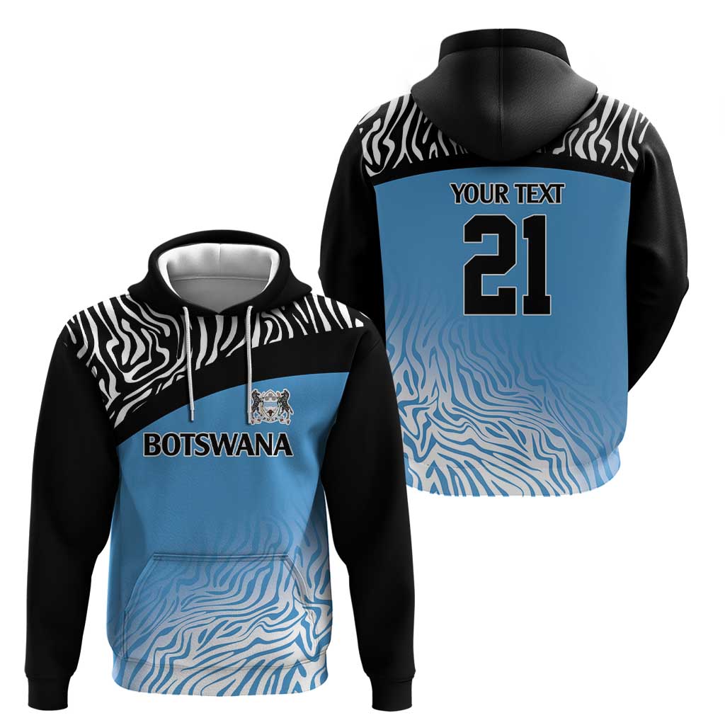 Botswana Cricket Custom Zip Hoodie Baggy Blues Zebra Skins Pattern - Wonder Print Shop