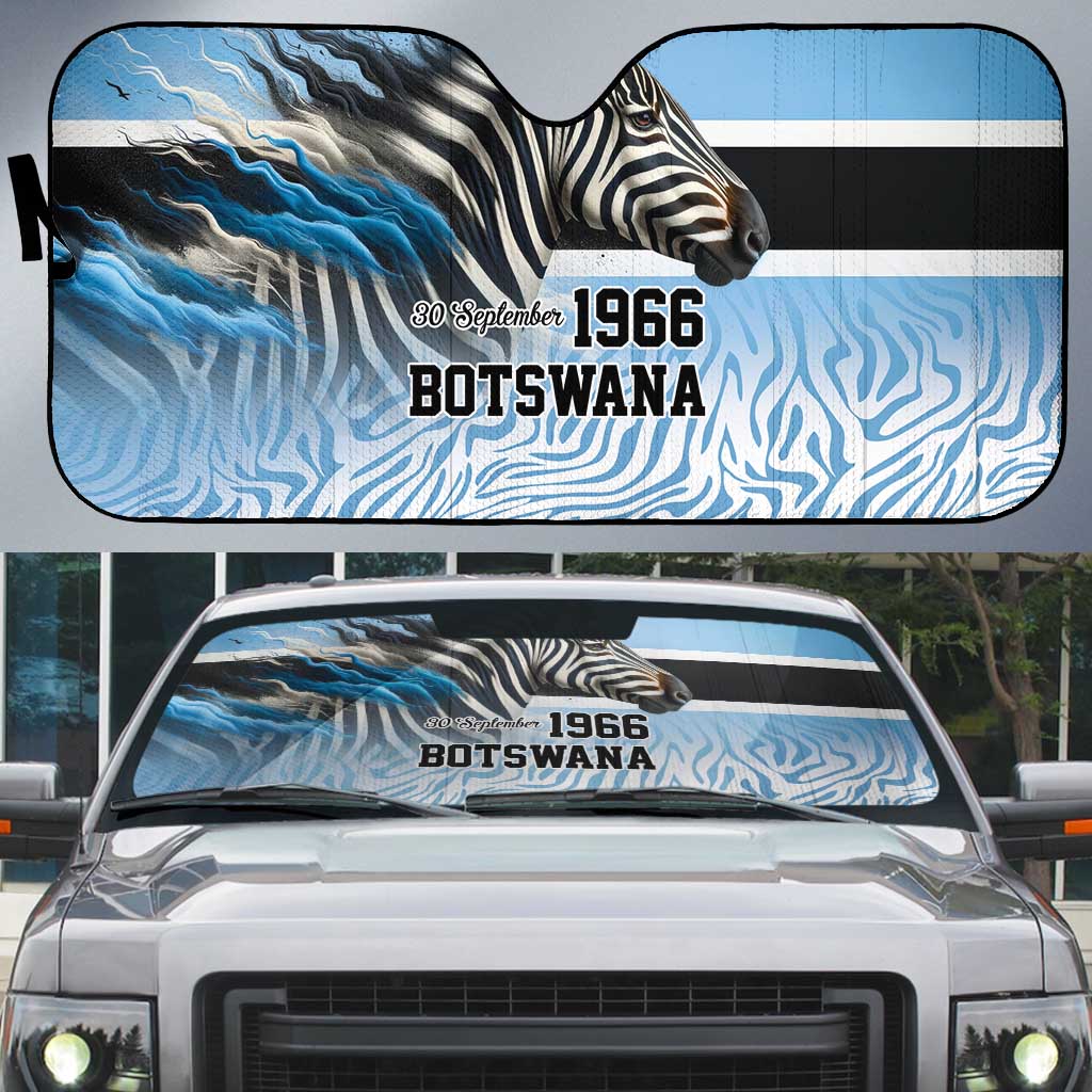 Botswana Independence Day 1966 Auto Sun Shade Tribal Zebra Skins Pattern - Wonder Print Shop