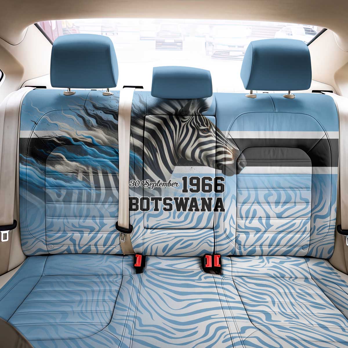 Botswana Independence Day 1966 Back Car Seat Cover Tribal Zebra Skins Pattern - Wonder Print Shop